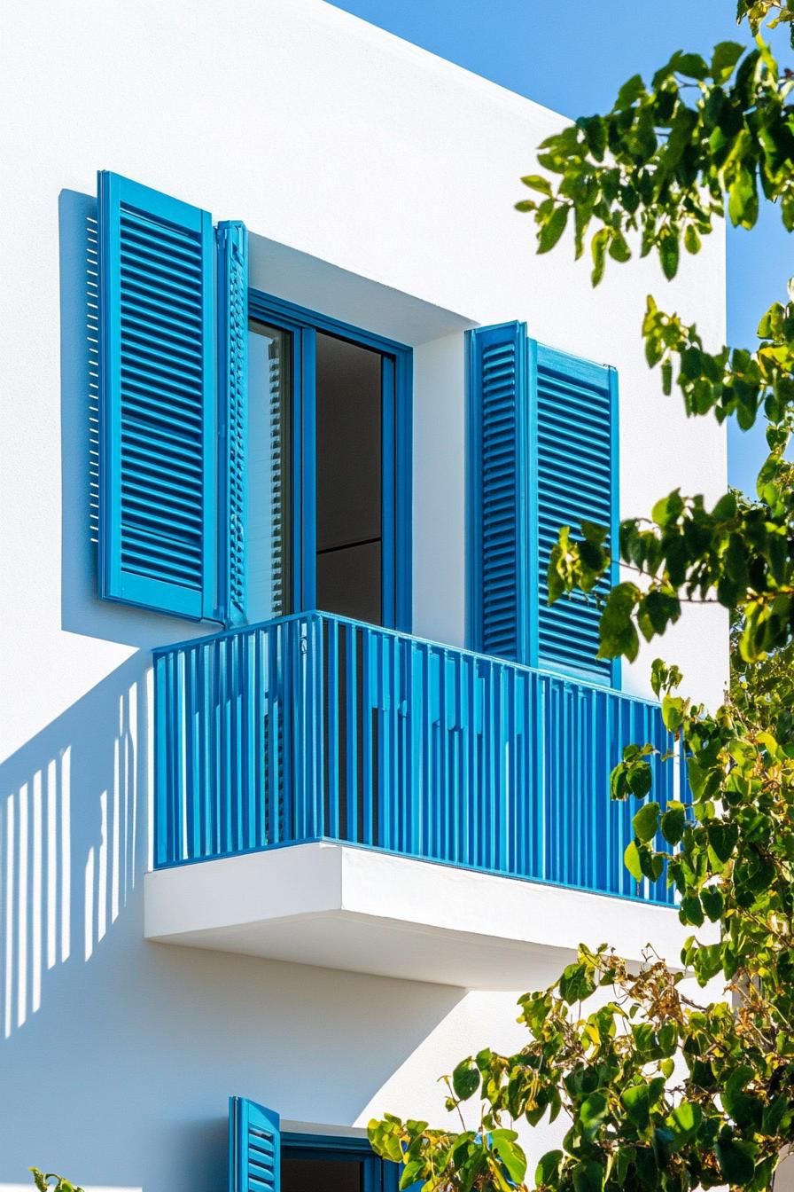 modern terrace house mediterranean style with colored shutters