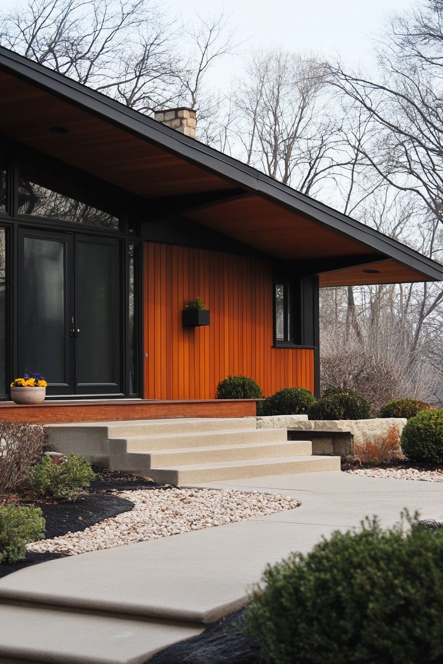 mid century modern house asymmetrical facade 3