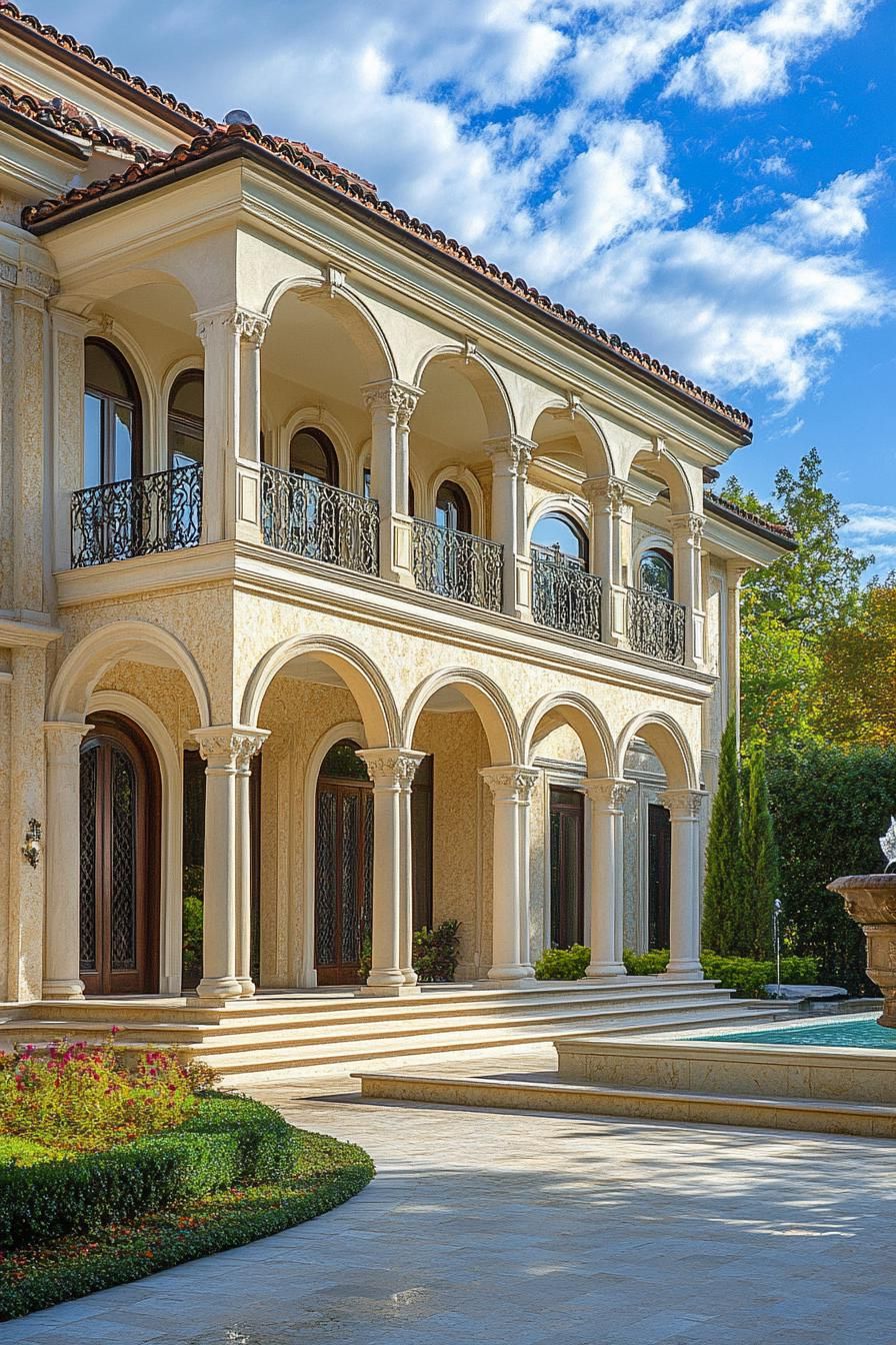Elegant Mediterranean Villa With Arched Balconies