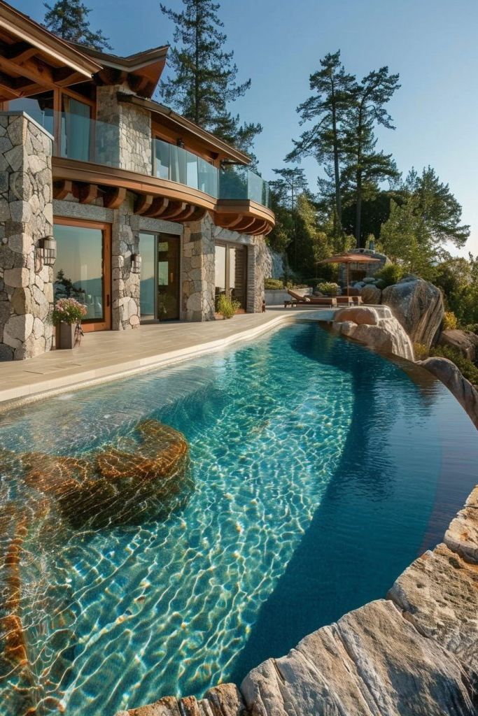 Pool With a Beach-style Entry