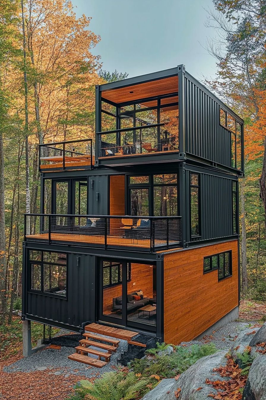 shipping container cabin stacked 4