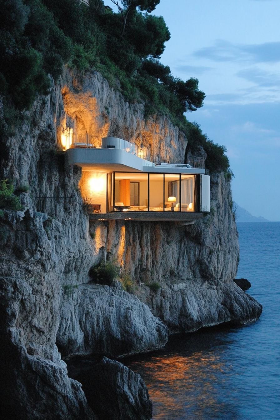 big modern cliffside retreat house on Amalfi coast 2