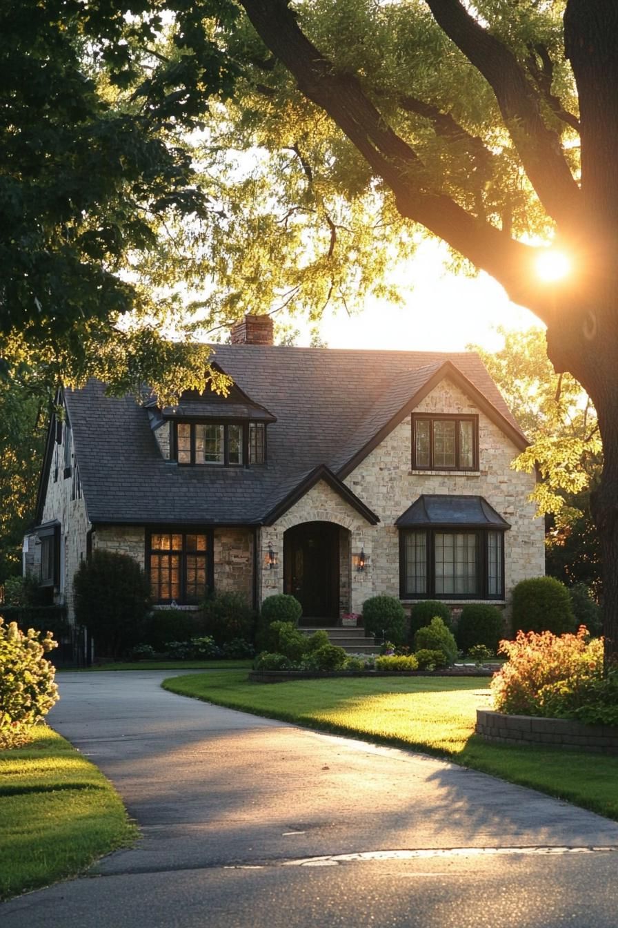 Charming Stone Cottage Bathed In Golden Light