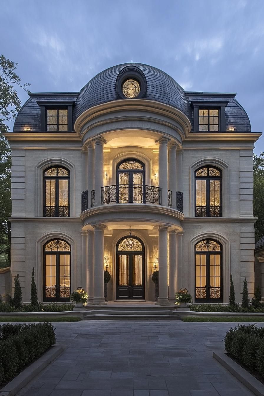 French Mansion: Elegance Under The Evening Sky