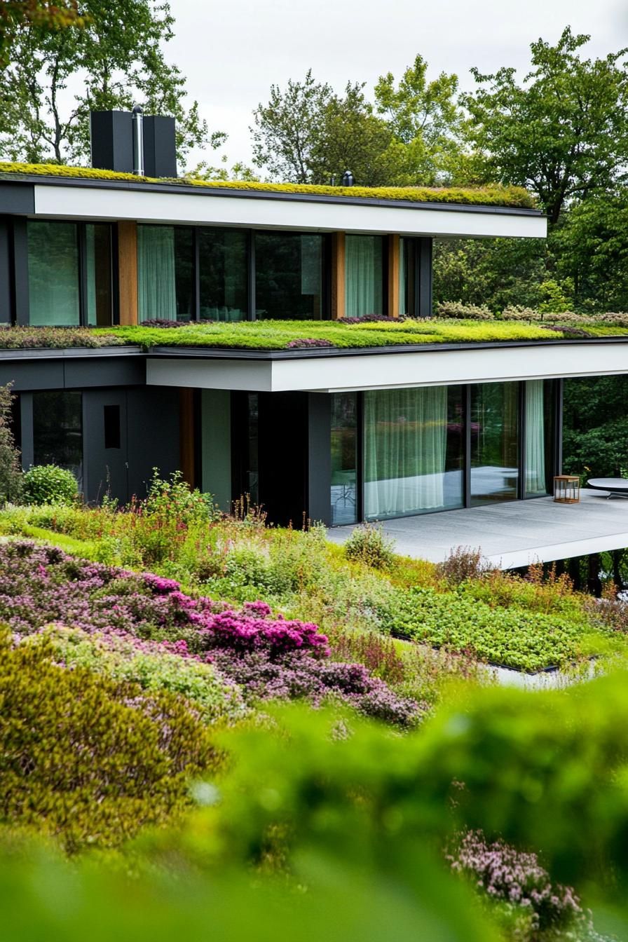 modern suburban mansion with green living roof 2