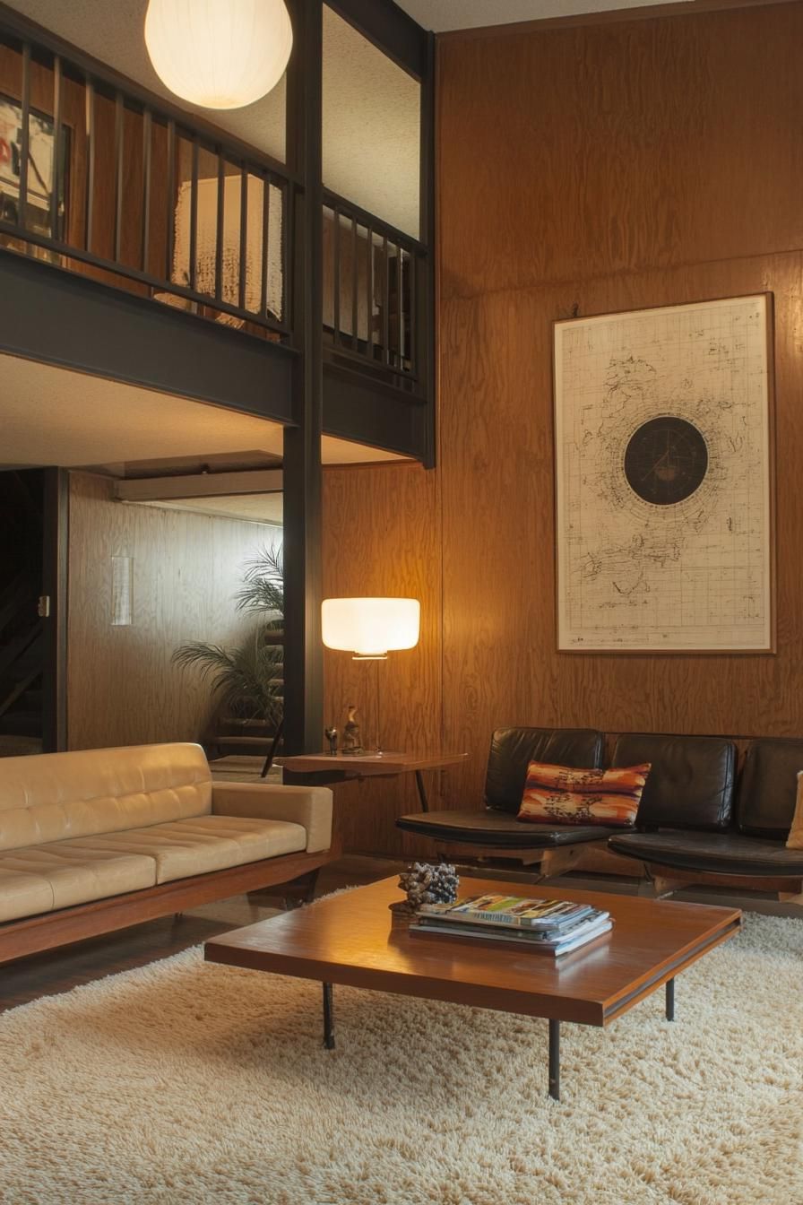 retro style modern house split level layout living 3