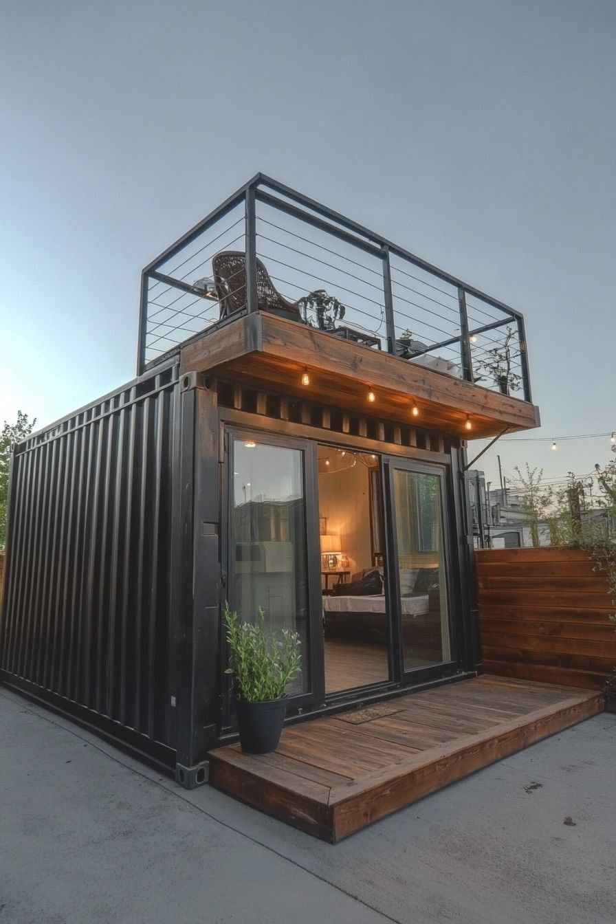 shipping container cabin vintage industrial chic 4