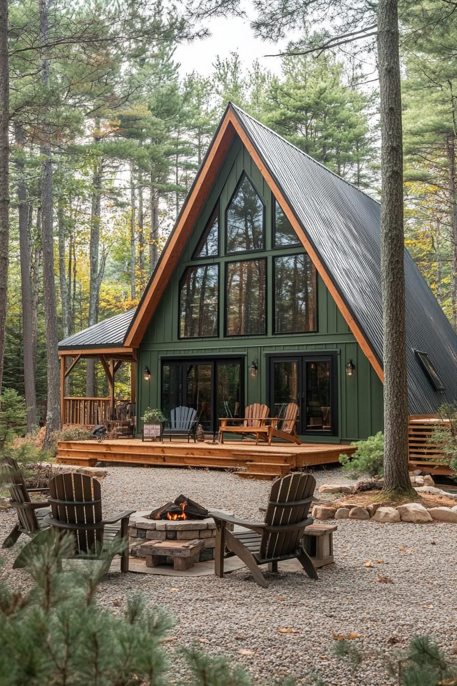 Large Cabin with Forest Green Siding