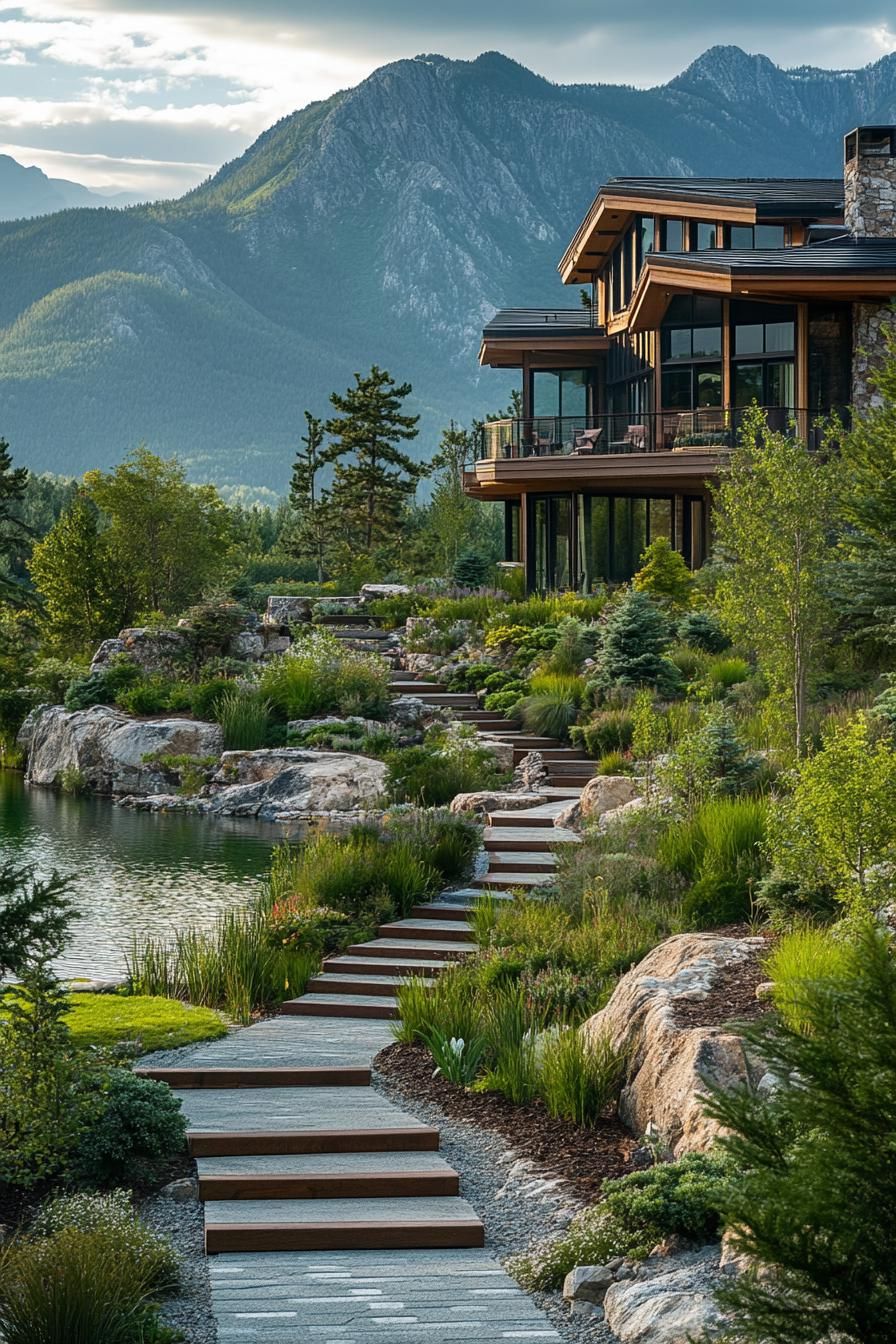 Mountain Mansion with a Scenic Pathway