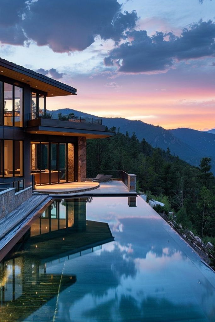 infinity pool of a house in the mountains