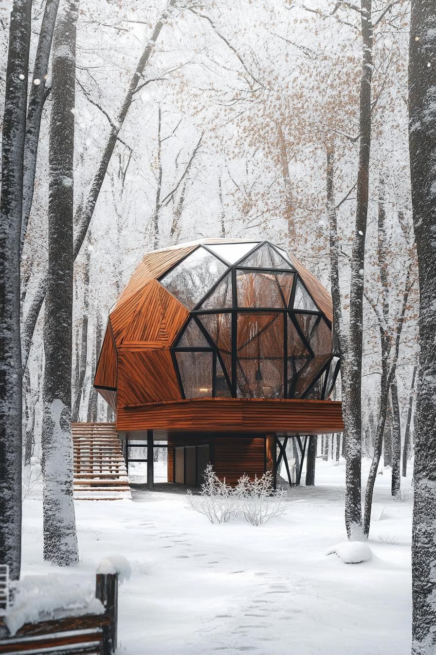 Geodesic Dome With Wooden Panels
