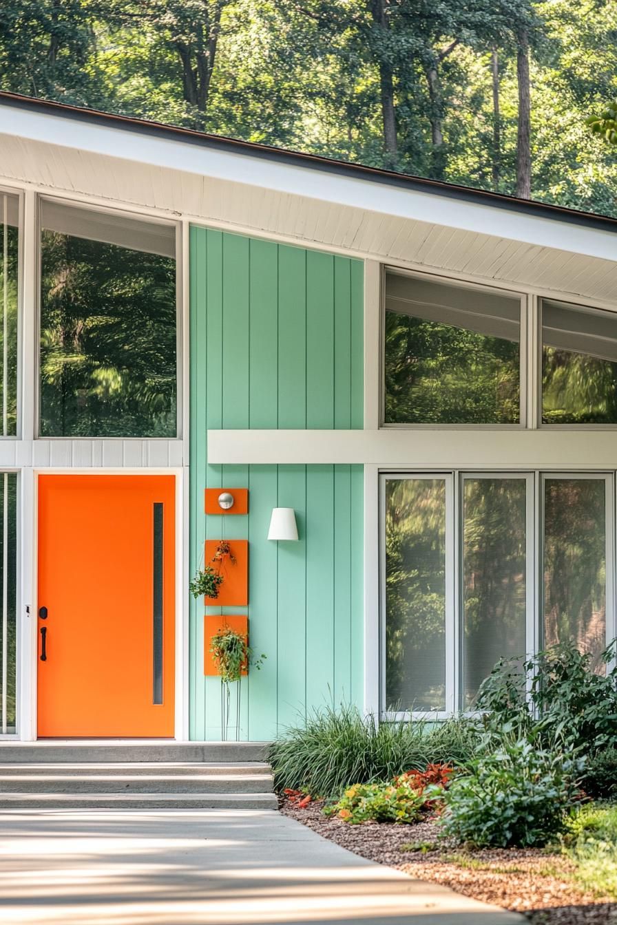 Soft Mint Green With Vibrant Orange Highlights
