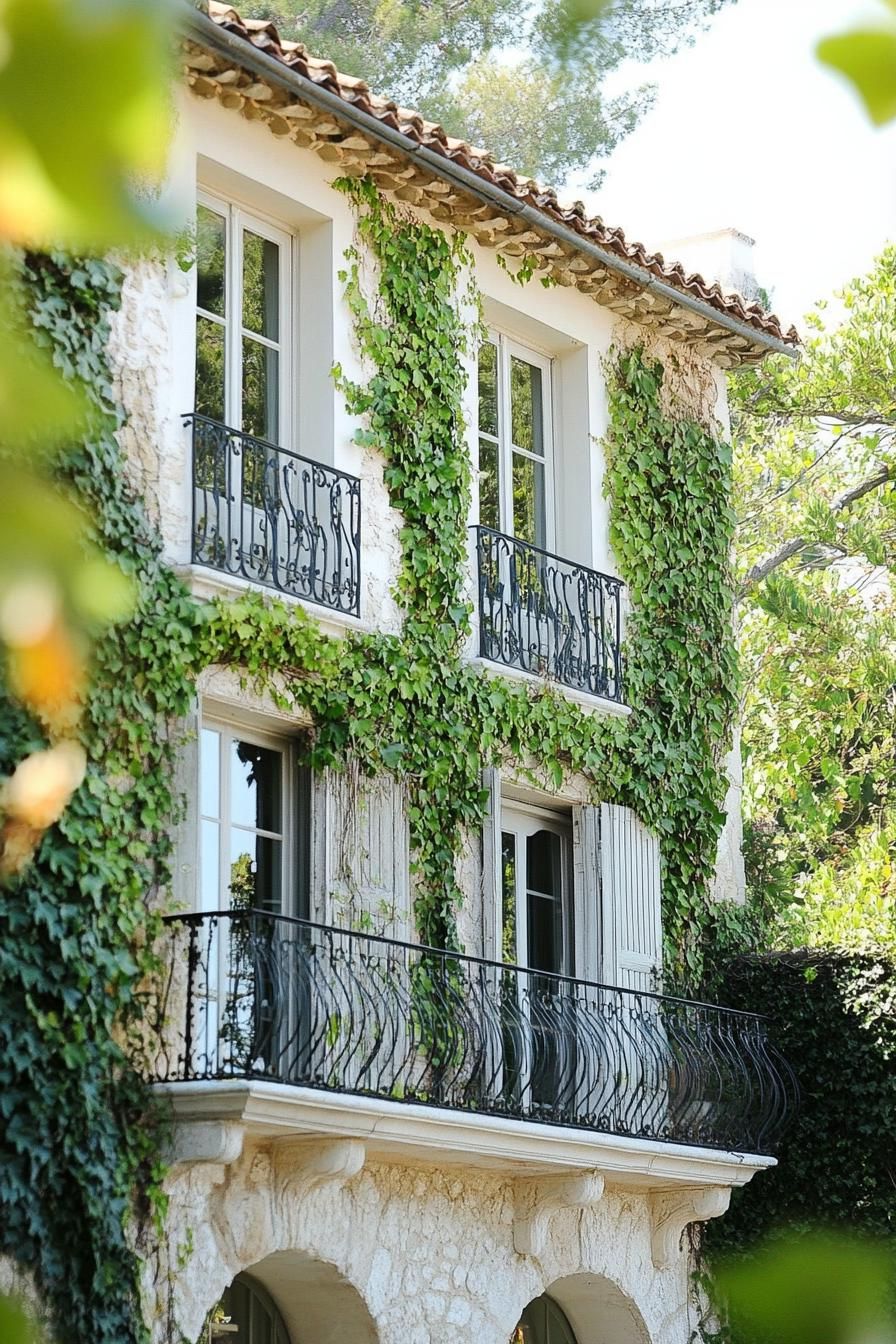 Ivy-covered Trellises and Iron Balconies