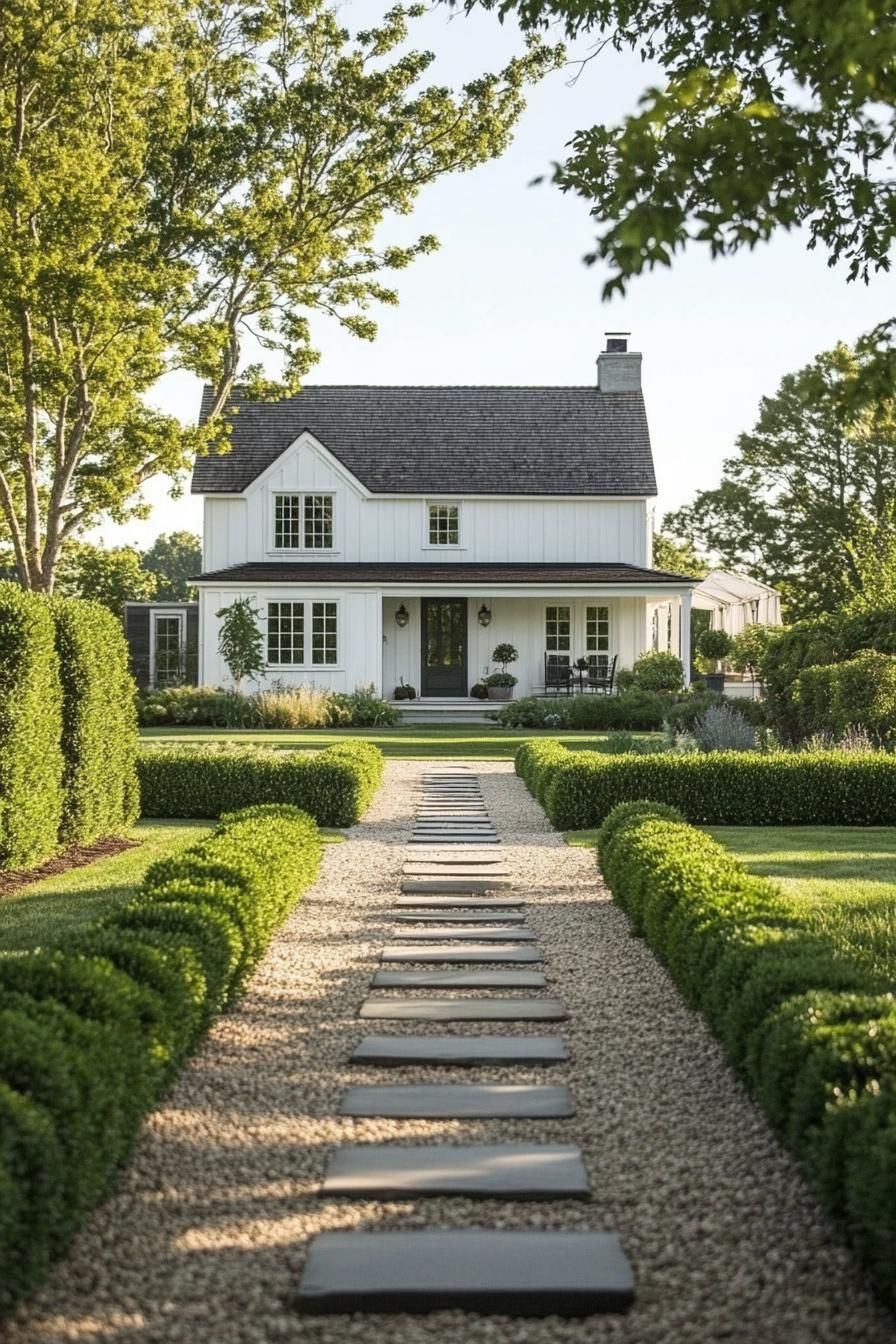 modern farmhouse paths with veggie hedges 2
