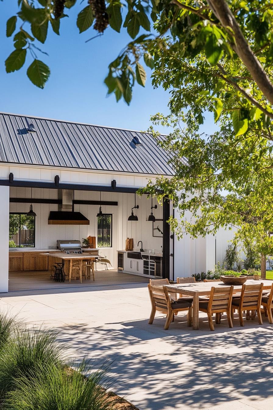 Indoor-outdoor Kitchen With Sliding Barn Doors