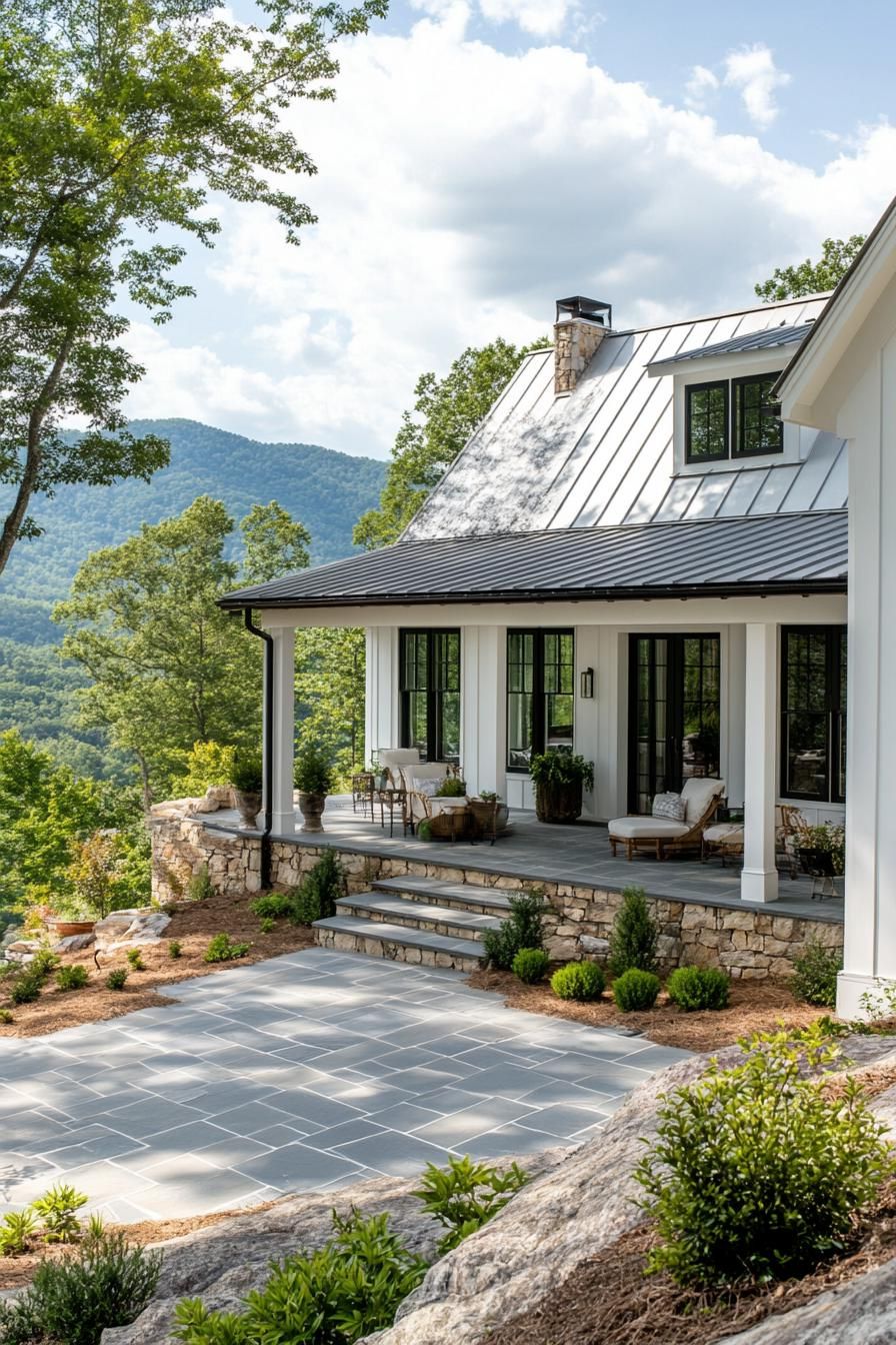 White-painted Board and Batten With Open-air Porches