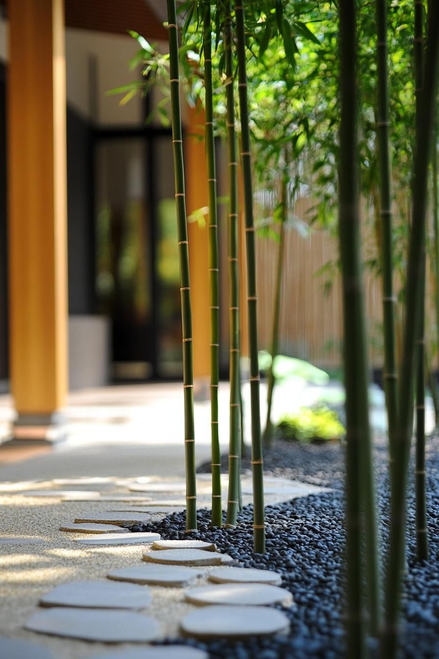 modern unique japanese style zen home zen garden with live bamboos 2
