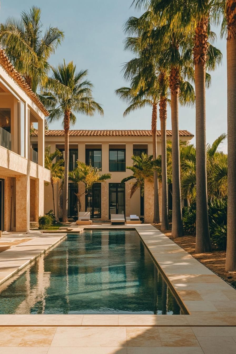 Luxurious Villa with Palm Trees and Pool