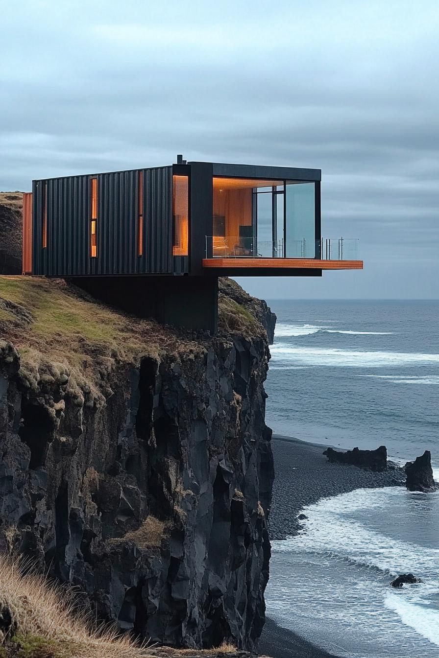 Shipping Container Home Built Into Cliffside