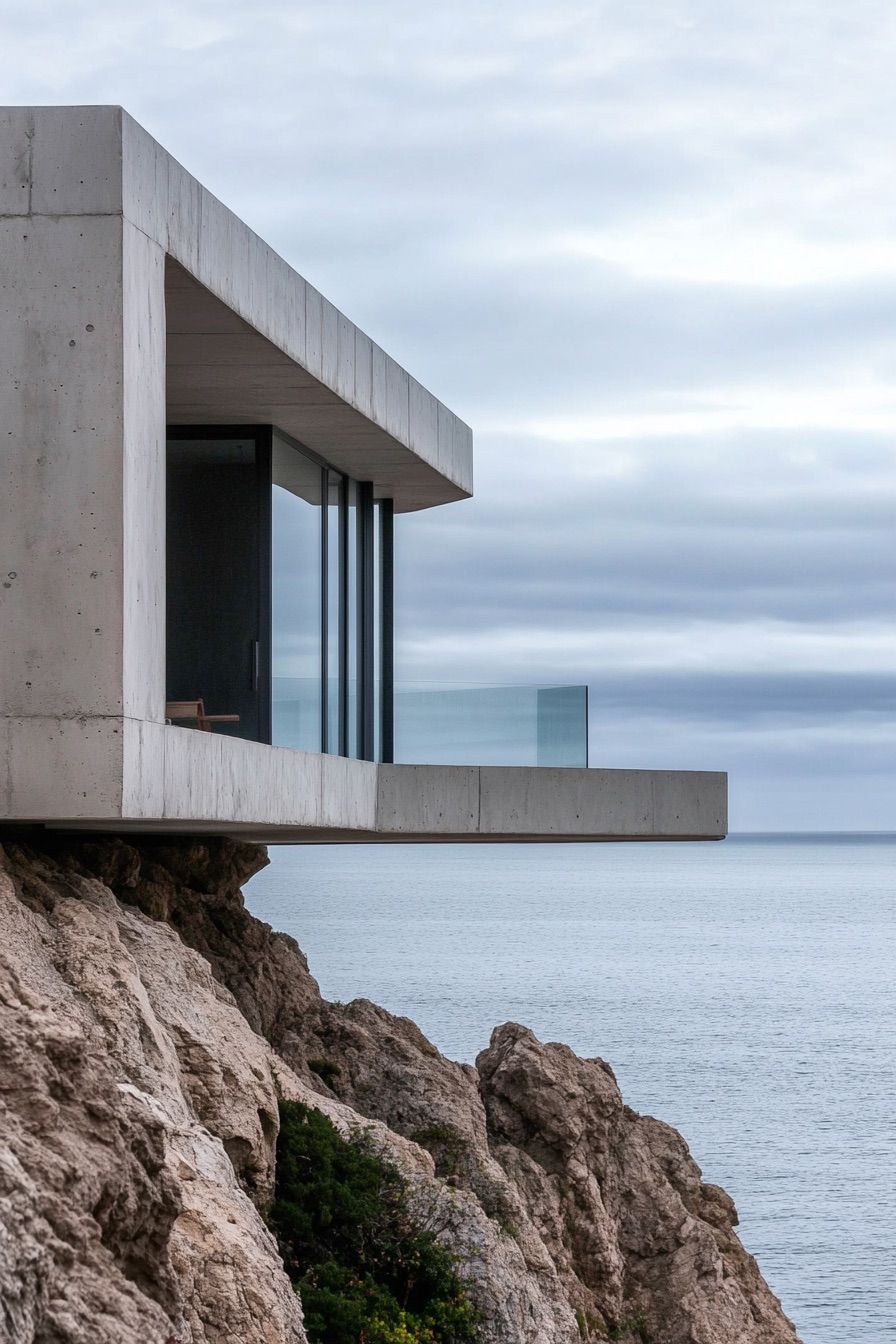 Minimalist Concrete Structure With Panoramic Windows