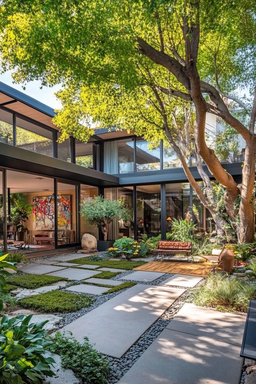mid century modern house courtyard garden 2
