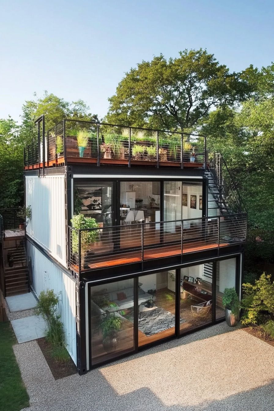 shipping container house rooftop garden 4