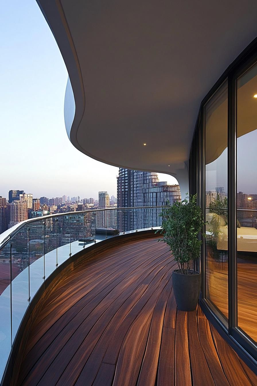modern apartment curved balcony interior with stunning city skyline views 2