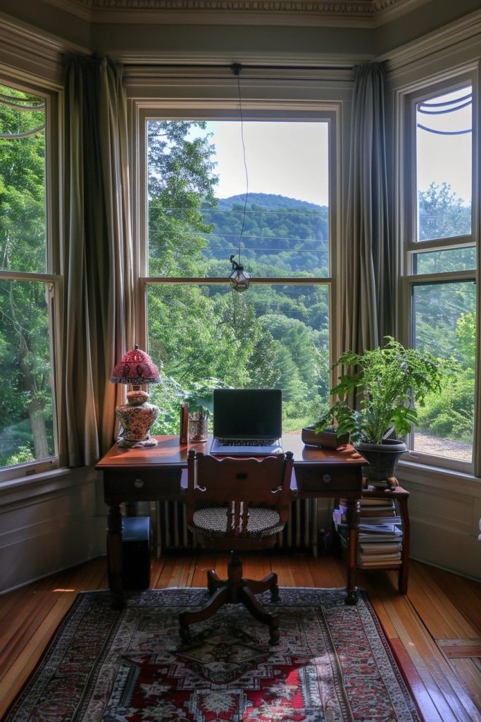 Corner Nook Office in a Bay Window