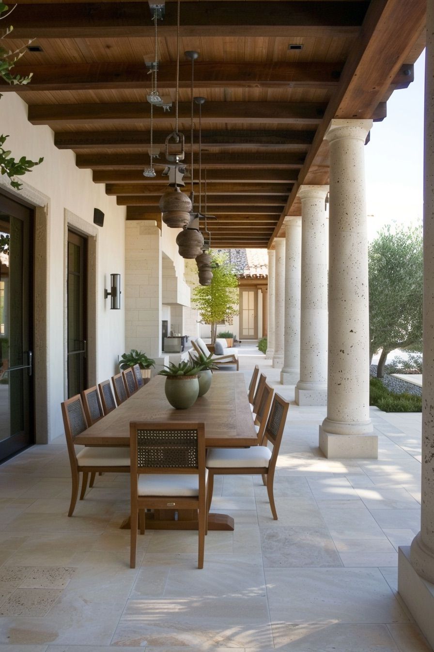 mediterranean house veranda dining area
