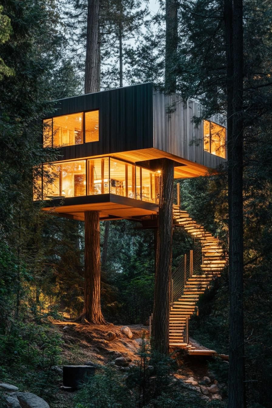 Treehouse Nestled Amongst Pines