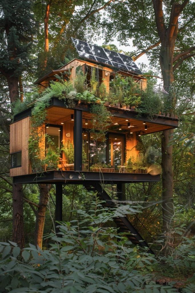 solar cabin with gardens