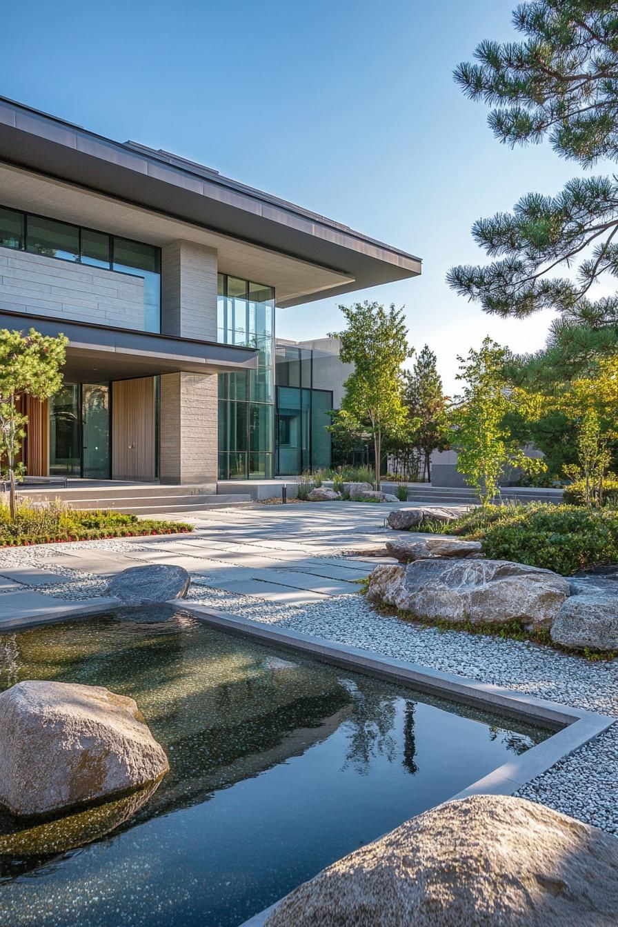 modern suburban mansion with zen garden 3