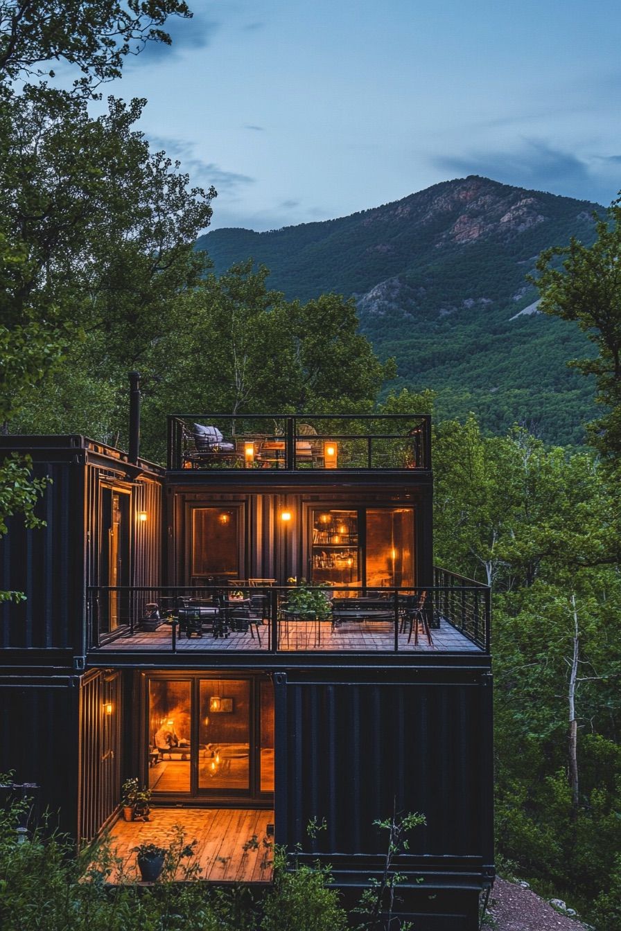 shipping container cabin stacked 3