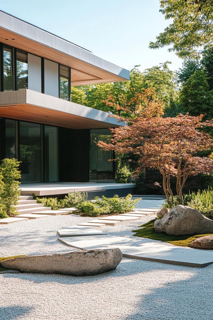 modern suburban mansion with zen garden 2