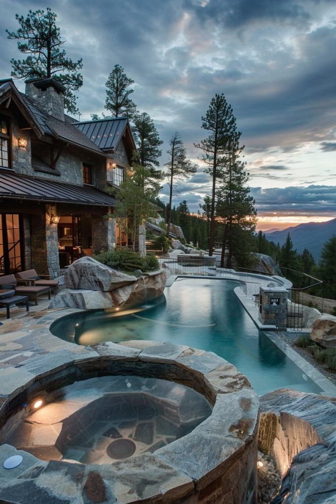 Split-level Pool With Integrated Hot Tub