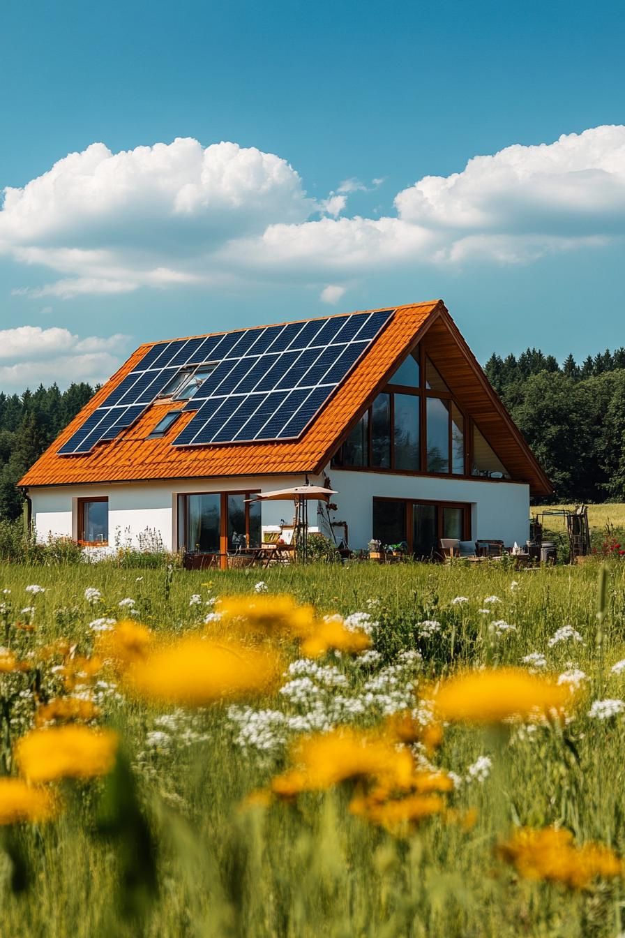 Solar Panels Integrated Into a Traditional Gabled Roof