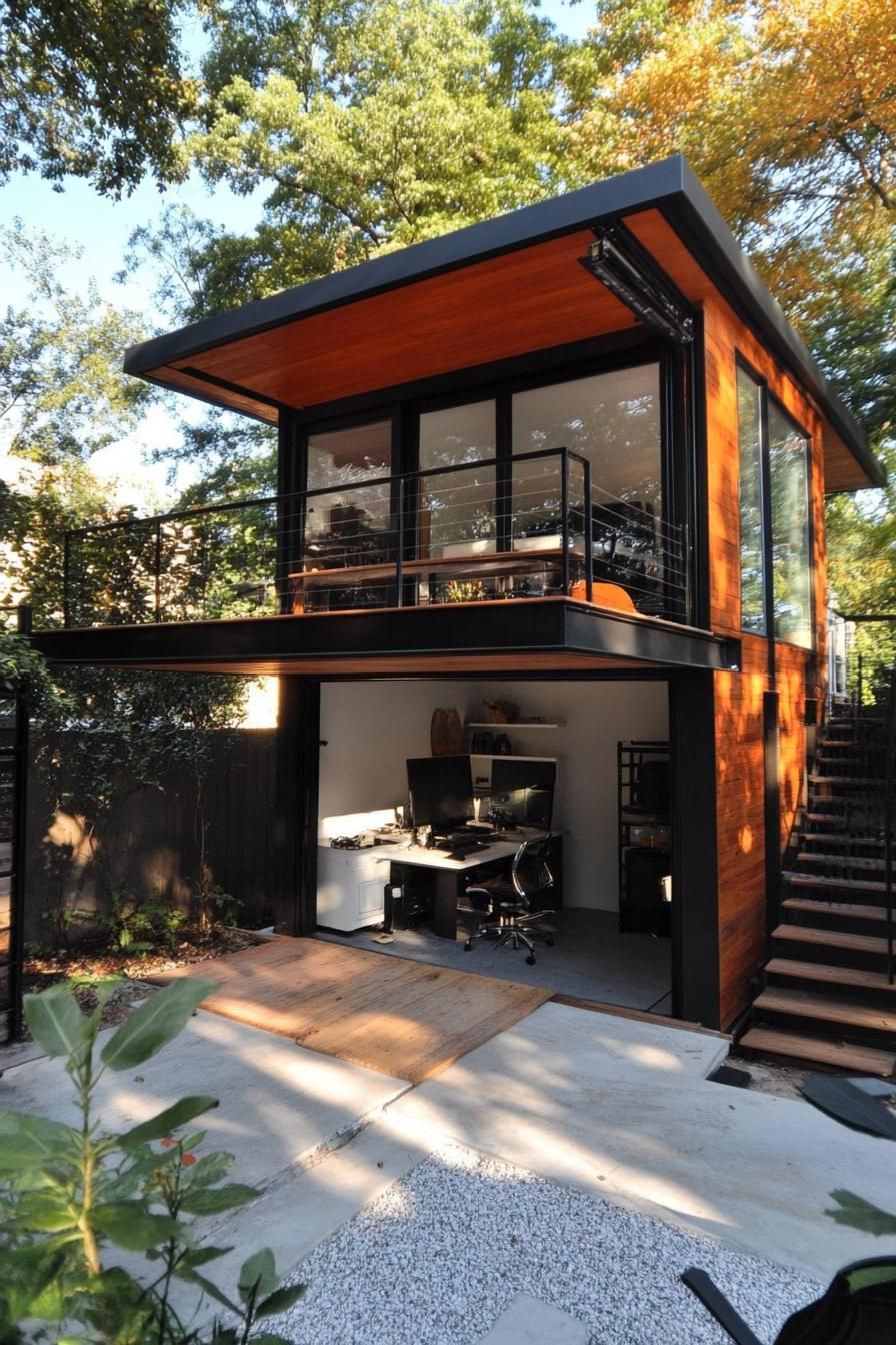 modern garage unit with upstairs home office