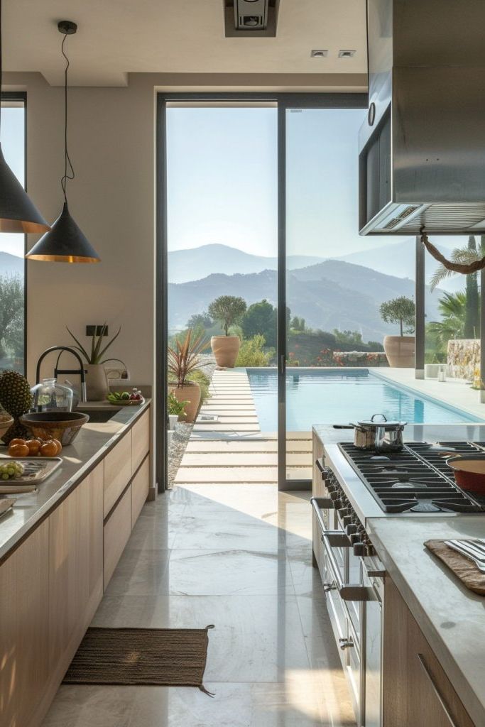 Infinity Pool Extending From Kitchen Window