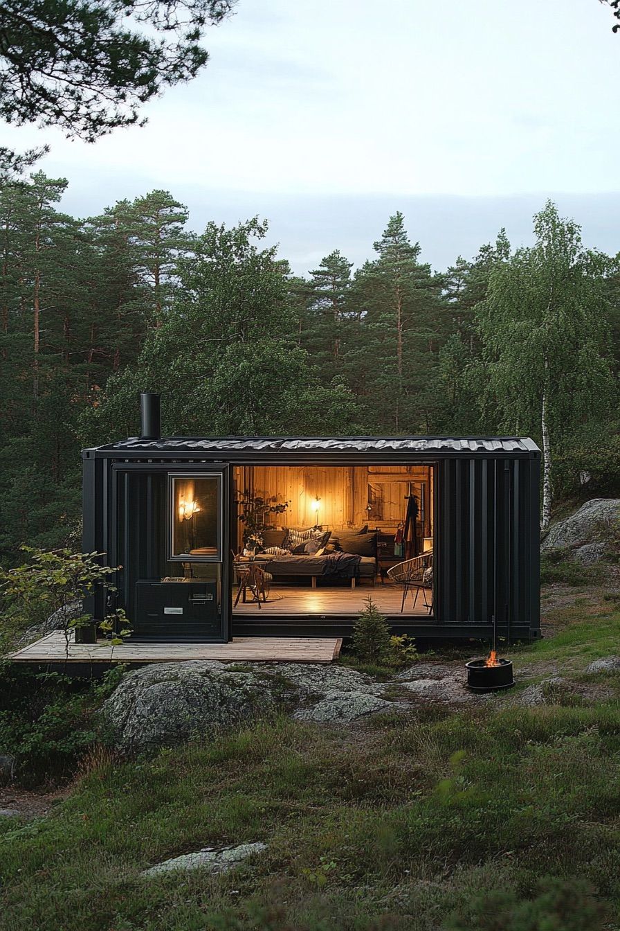 shipping container cabin scandinavian hygge 2