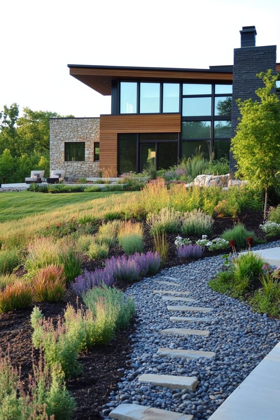 modern house eco friendly rain garden farmhouse meadow landscape 3