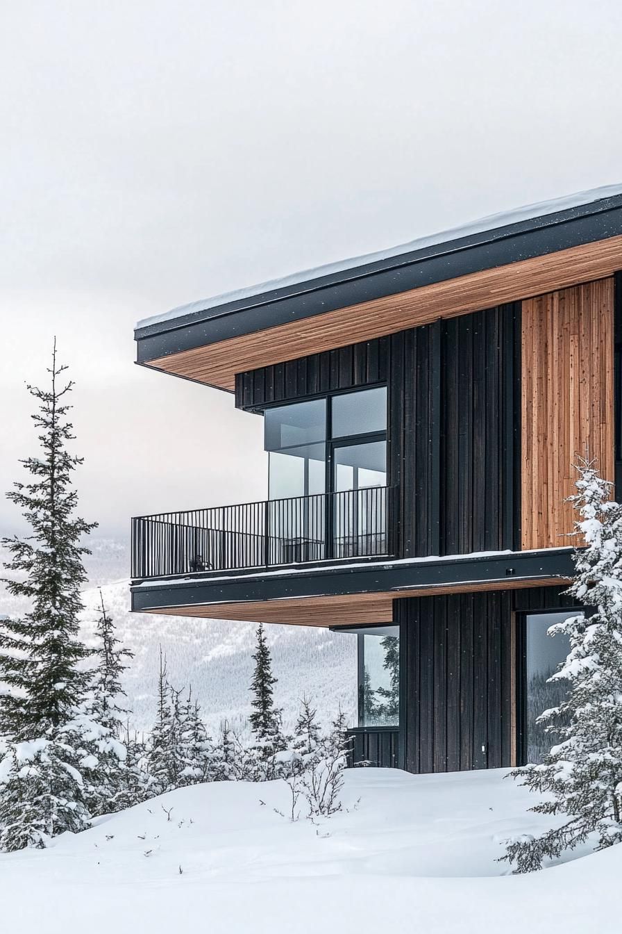 Two-story Blackened Cedar Wood House