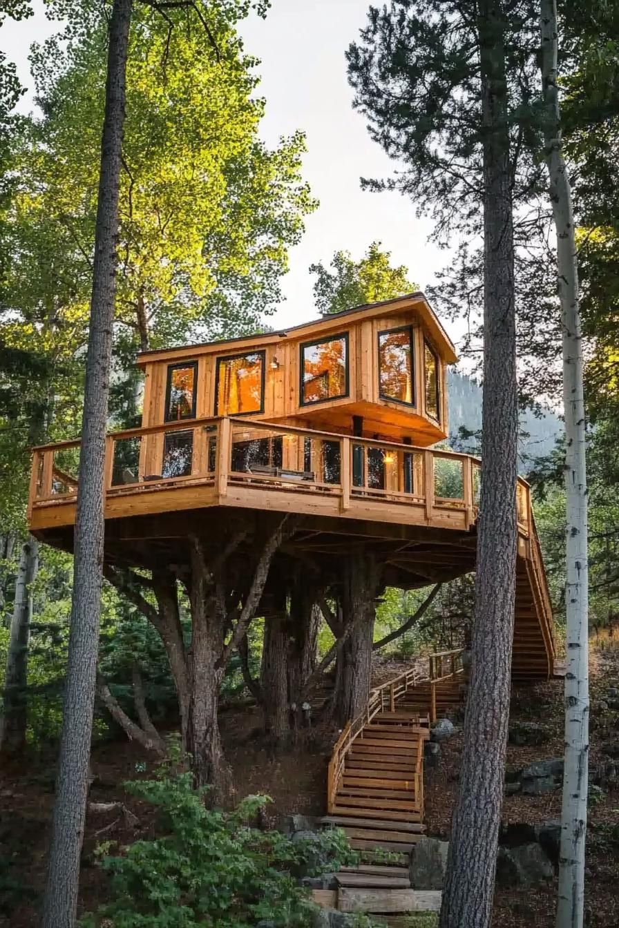 modern treehouse home in the mountains 3