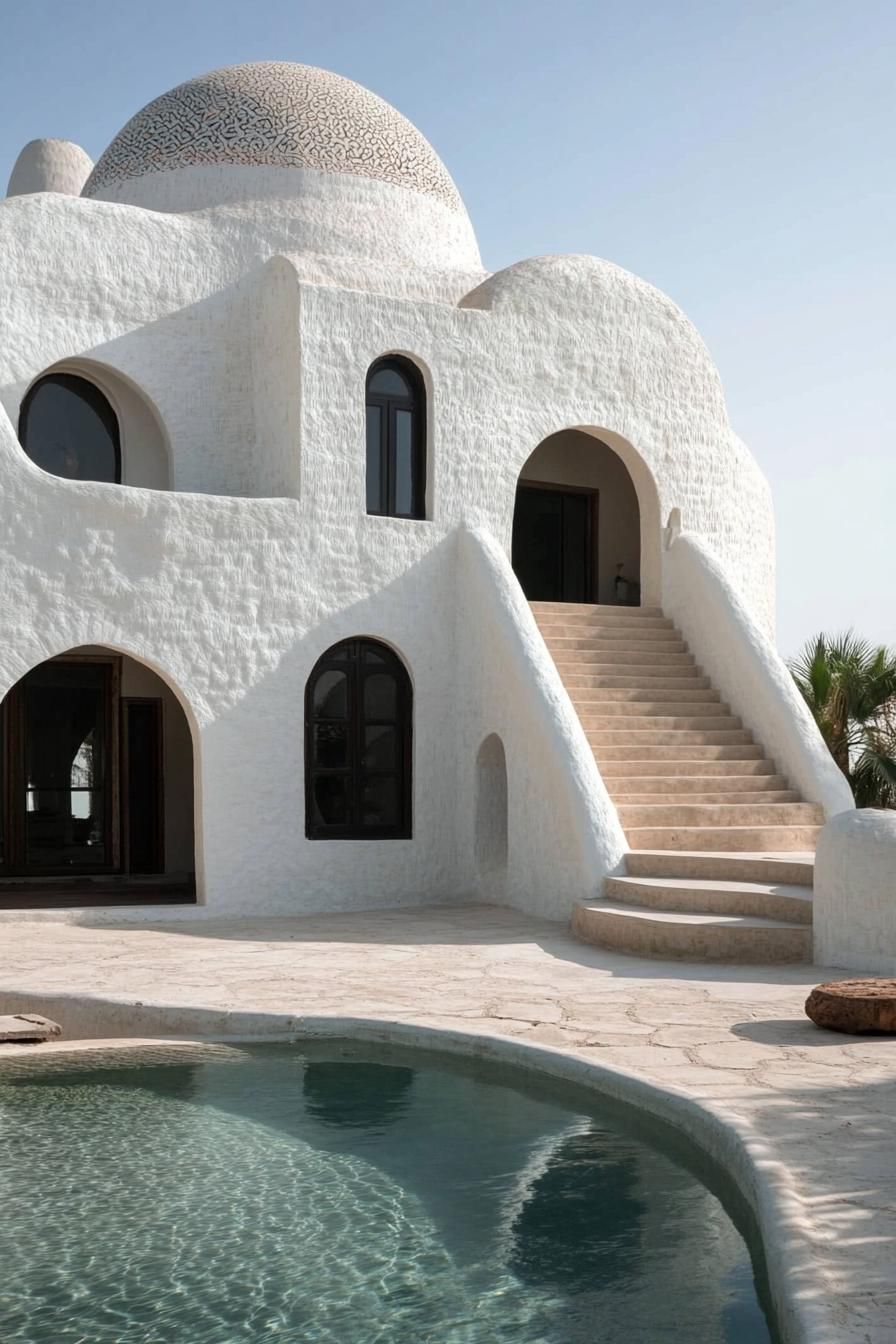 big modern Tunisian beach house with traditional domes 2