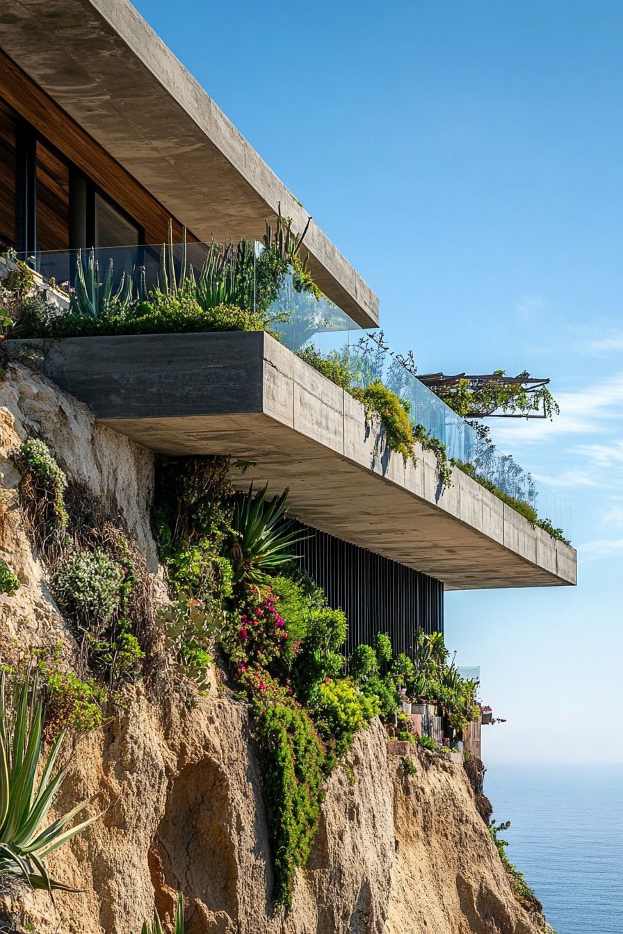 Multi-level Home With Outdoor Terraces and Hanging Gardens