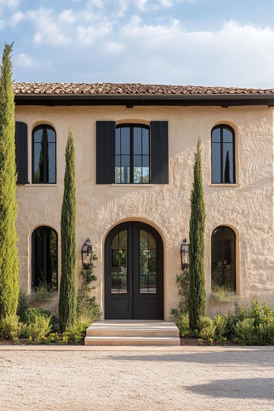 modern French mediterranean house with arched entryways French country landscape 3