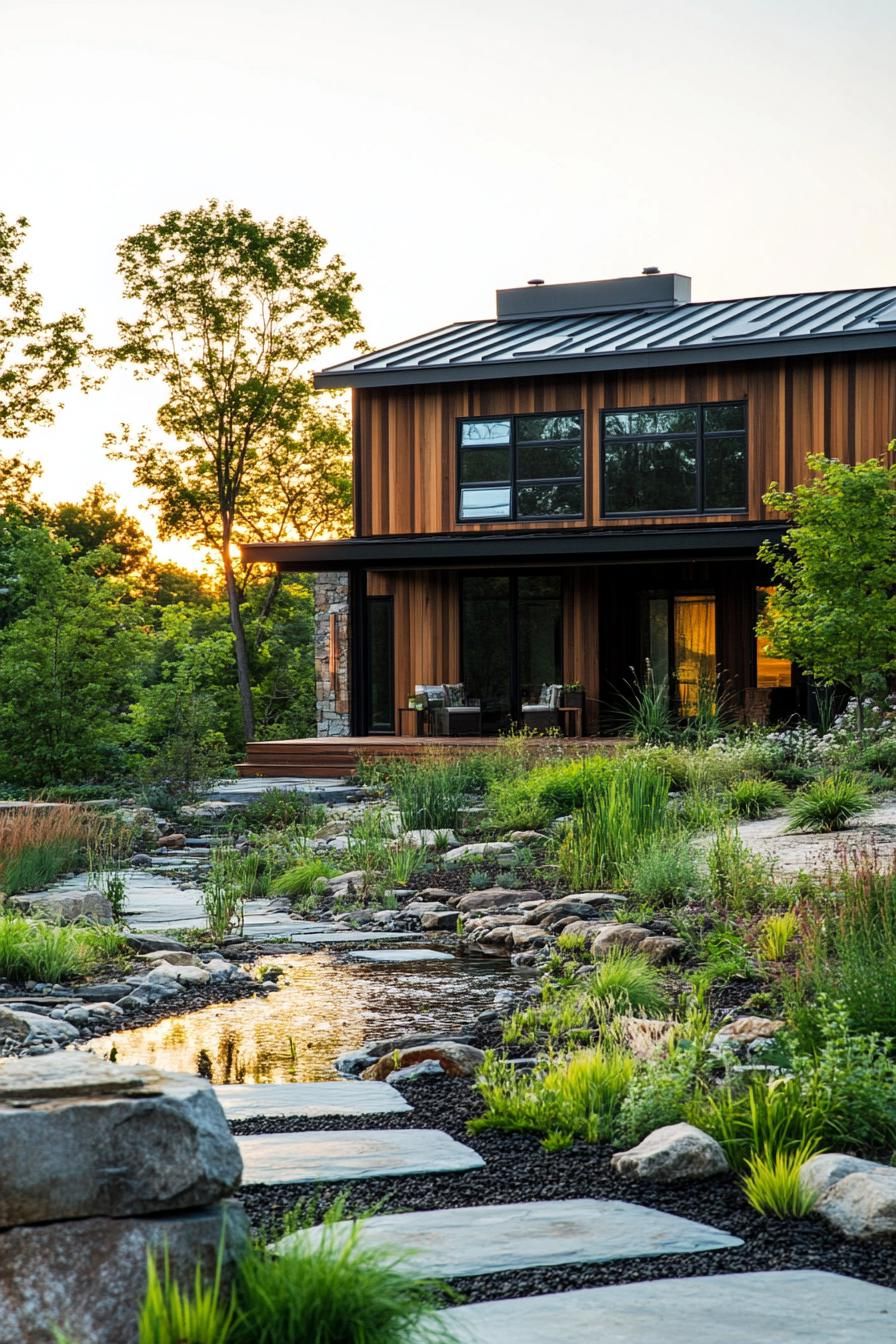 modern house eco friendly rain garden farmhouse meadow landscape 2
