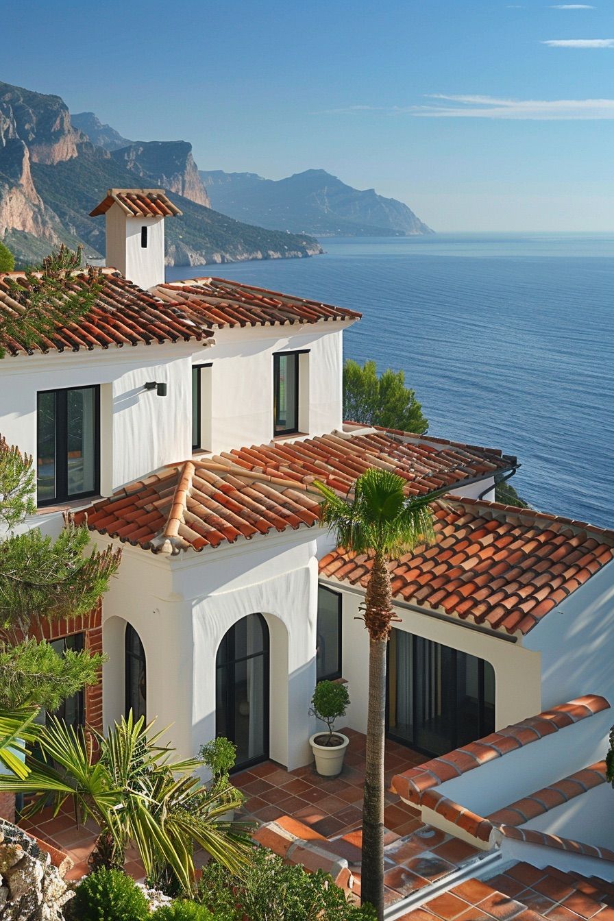 mediterranean seaside house terracotta tile