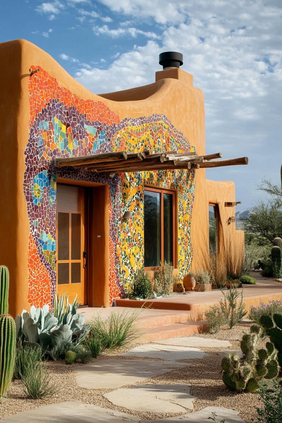 Adobe Homes Featuring Vibrant Mosaic Walls