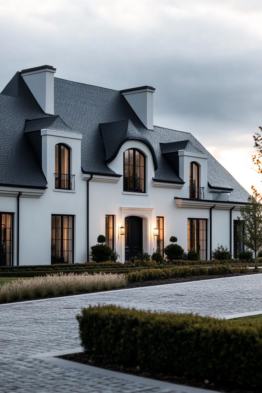 Elegant French Mansion Under Moody Skies