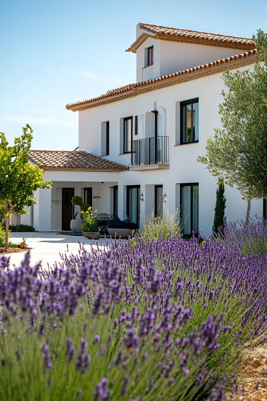 modern spanish villa landscape with lavenders 3